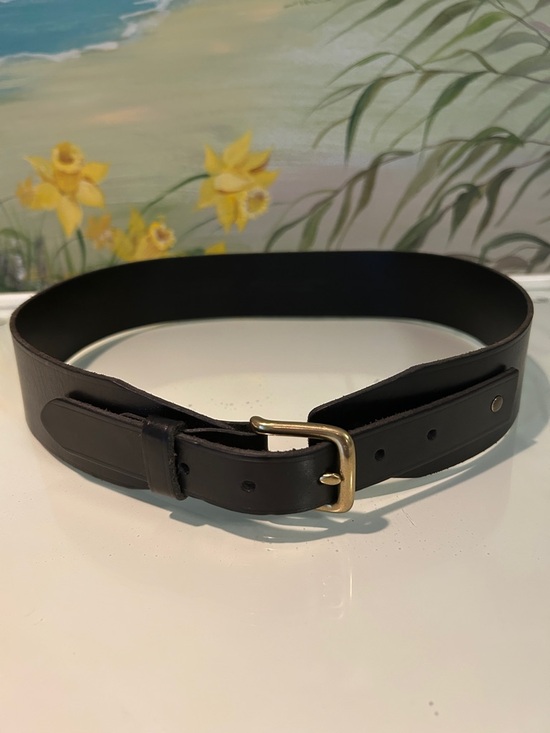 J. Crew Accessories - NWOT J. Crew Genuine Leather Strap On Strap Black Belt with Warm Brass Buckle